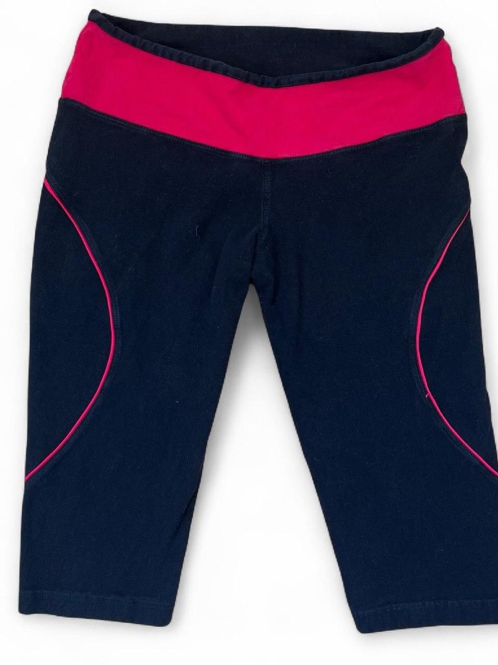 Women's Black and Hot Pink Active Capri Leggings